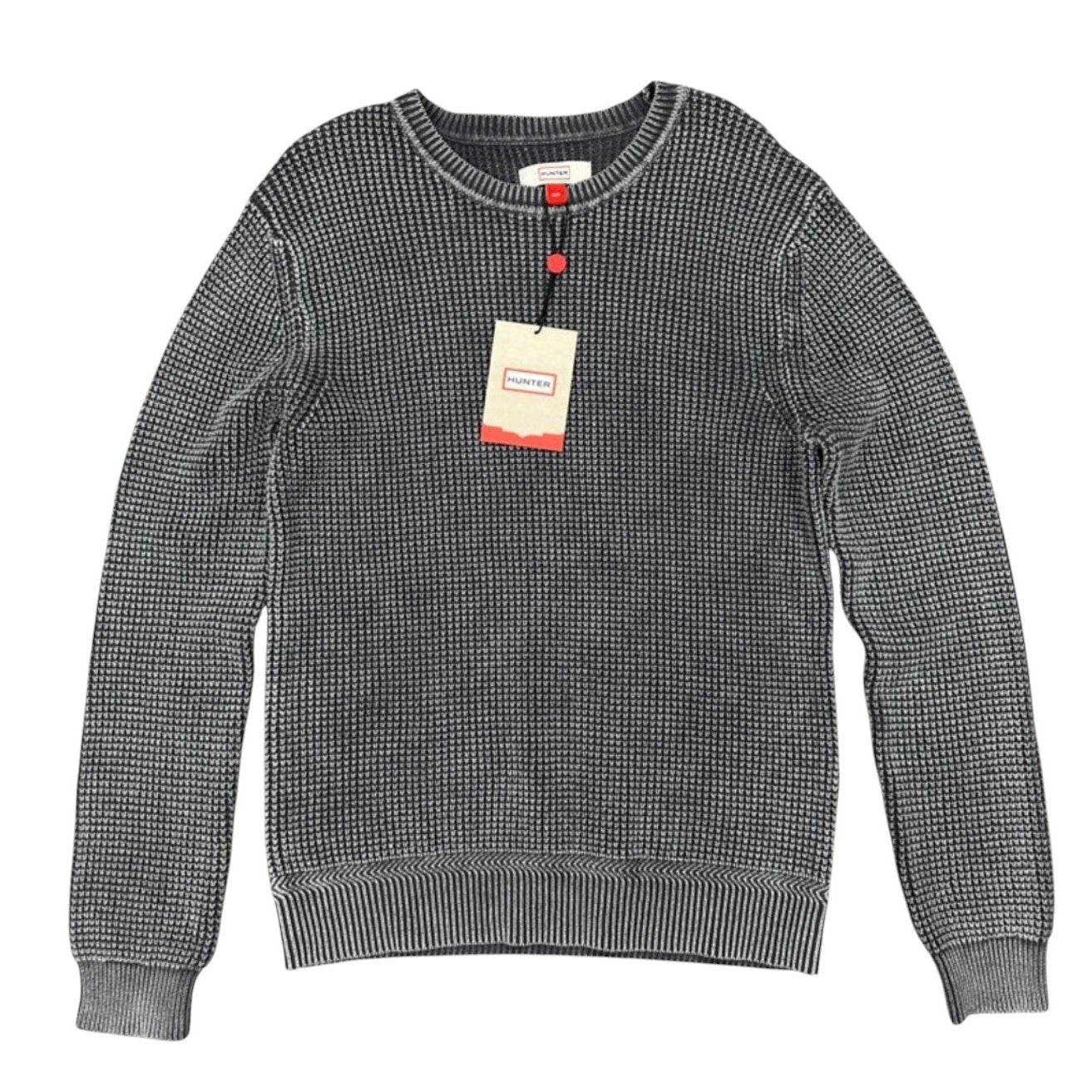 Hunter Waffle Knit Grey Crew Neck Sweater - Small