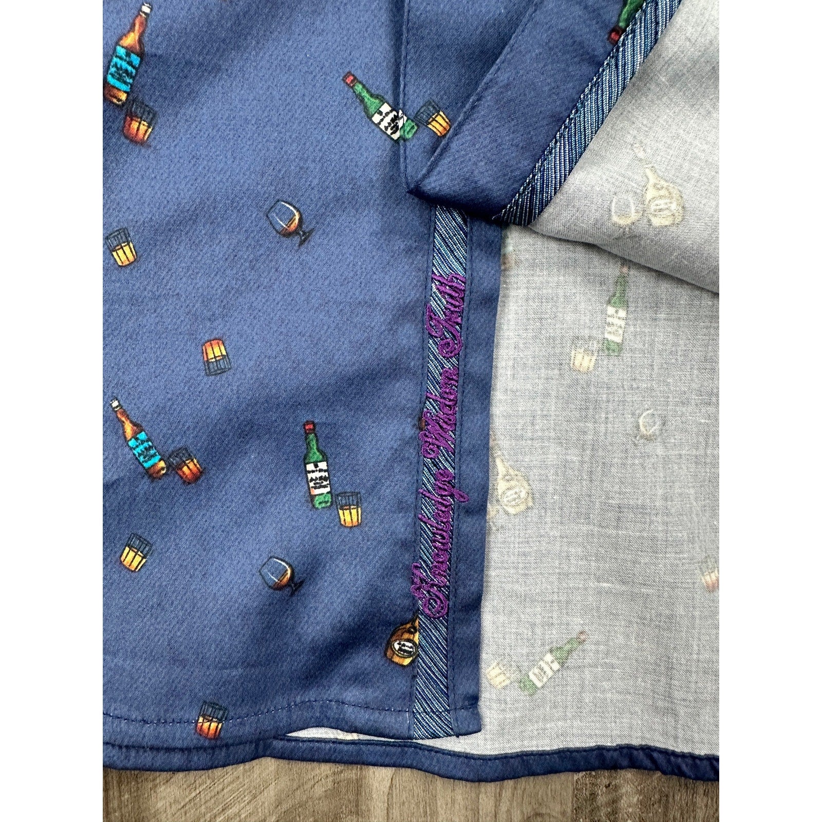 Robert Graham Good-Night Cocktail Classic Fit Short Sleeve Shirt in Navy — Size Medium