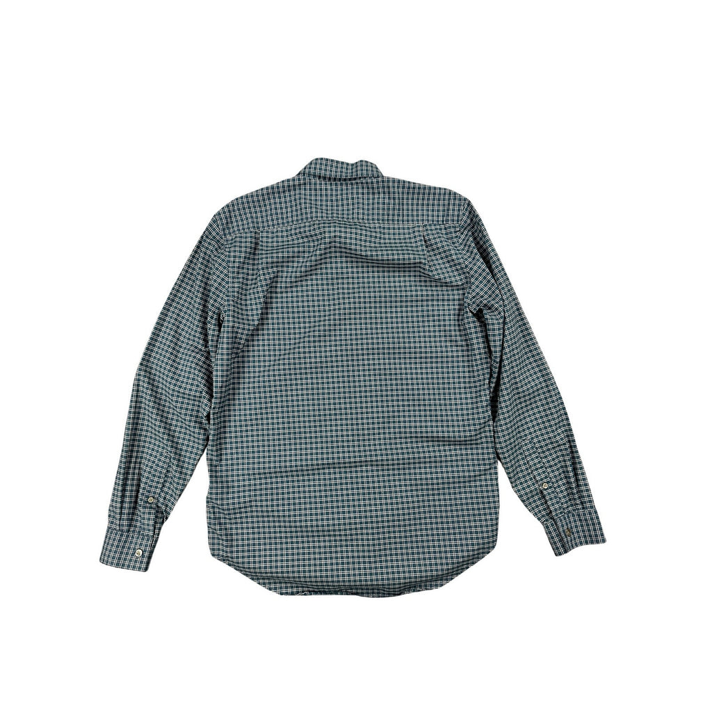7 For All Mankind Plaid Long Sleeve Button Down in Dark Green Midnight and White — Size Medium // Preowned