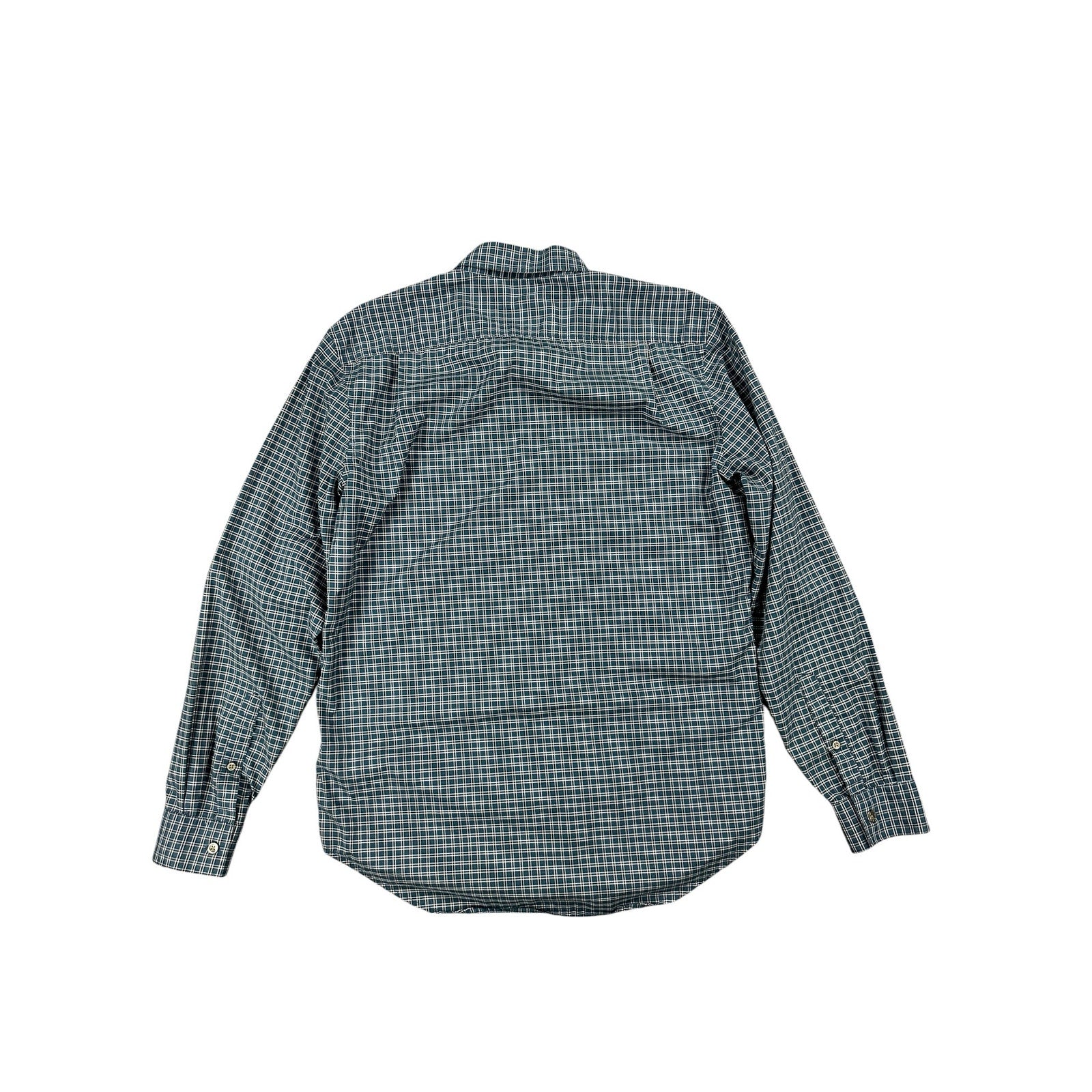 7 For All Mankind Plaid Long Sleeve Button Down in Dark Green Midnight and White — Size Medium // Preowned