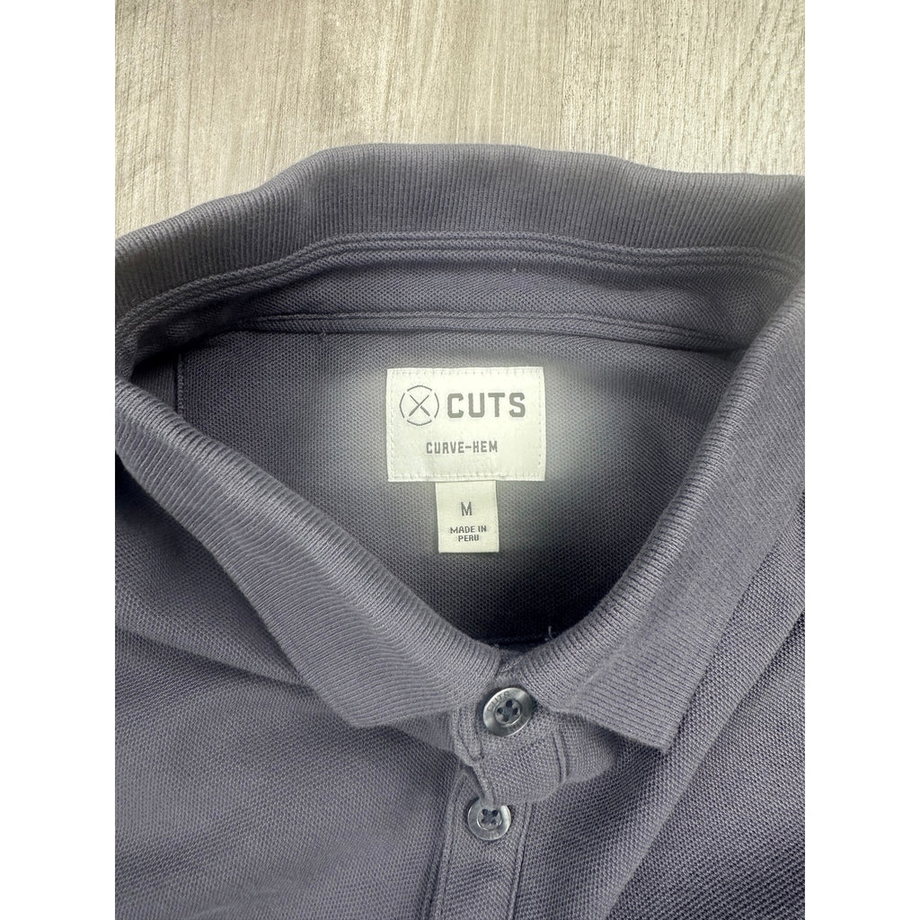 Cuts Clothing Prestige Curve Hem Polo in Grey — Size Medium // Preowned