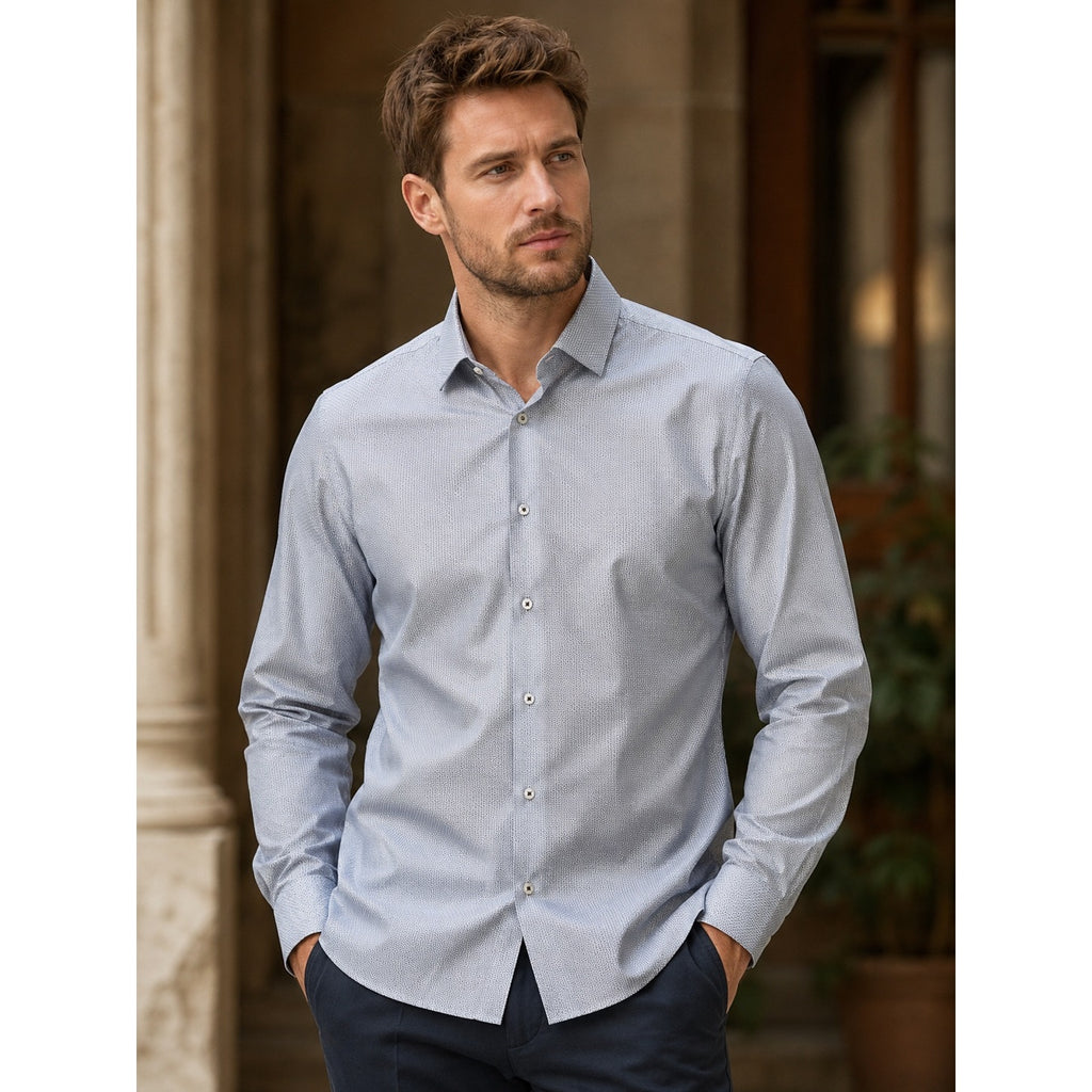 1863 by Eterna Modern Fit Light Blue Micro-Weave Pattern Long Sleeve - 3XL (19)