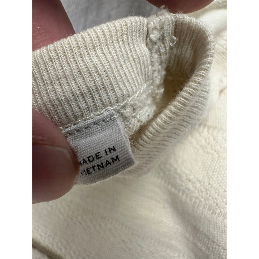 Buck Mason Vintage Jacquard Textured Stripe Pocket Tee in Cream — Size Large // Preowned