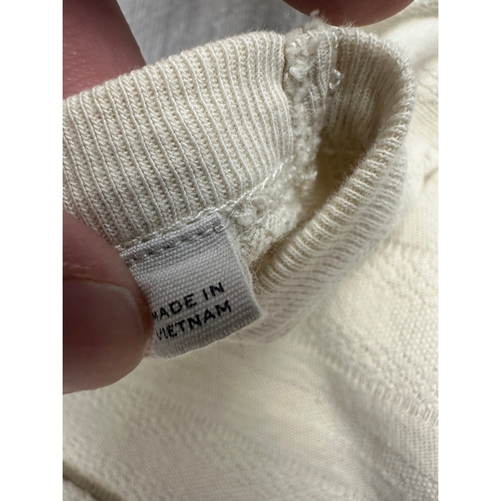 Buck Mason Vintage Jacquard Textured Stripe Pocket Tee in Cream — Size Large // Preowned