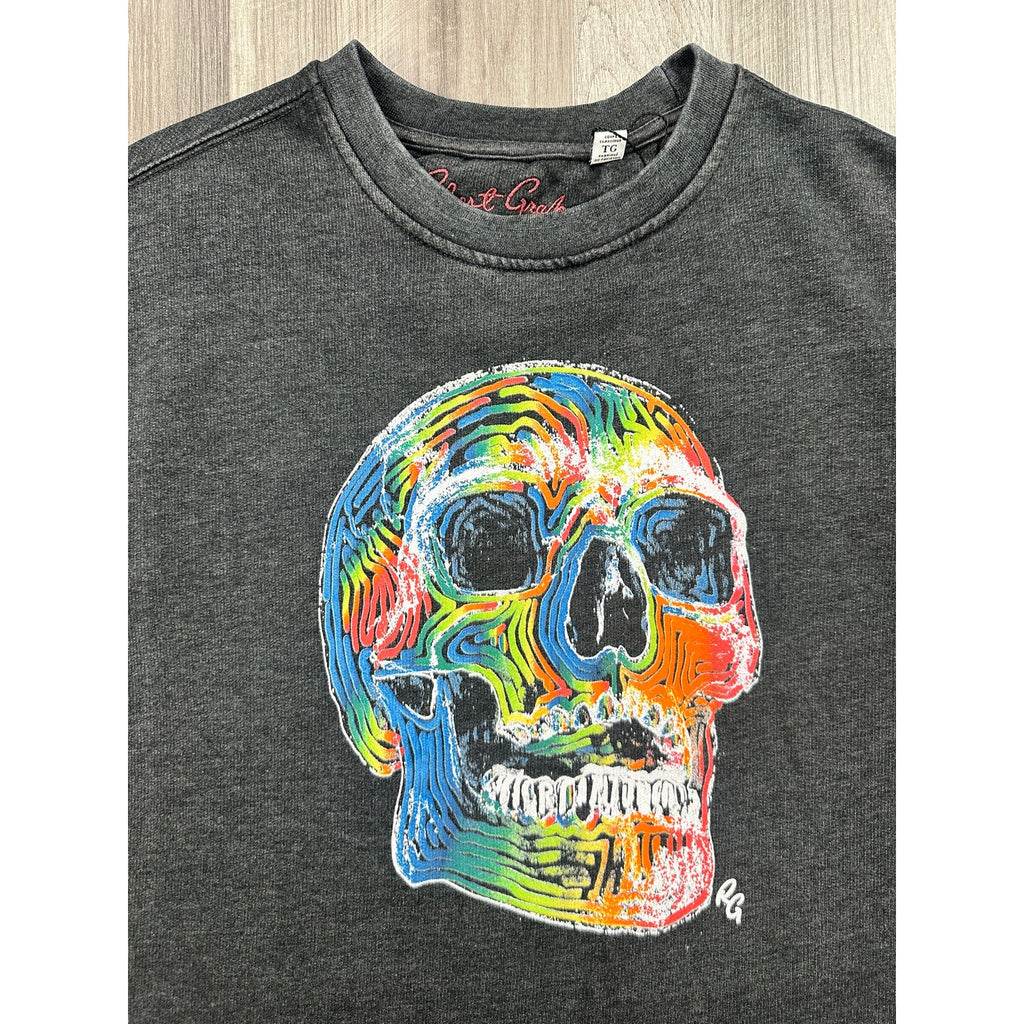 Robert Graham Neon Bones Graphic Long Sleeve Sweatshirt in Charcoal — Size XL