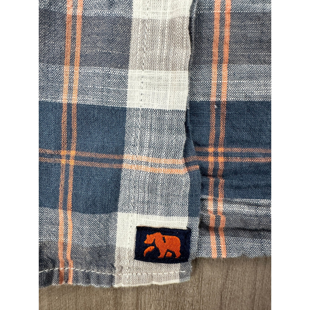 The Normal Brand Plaid Long Sleeve Button Down in Navy Orange Brown and White — Size XL // Preowned