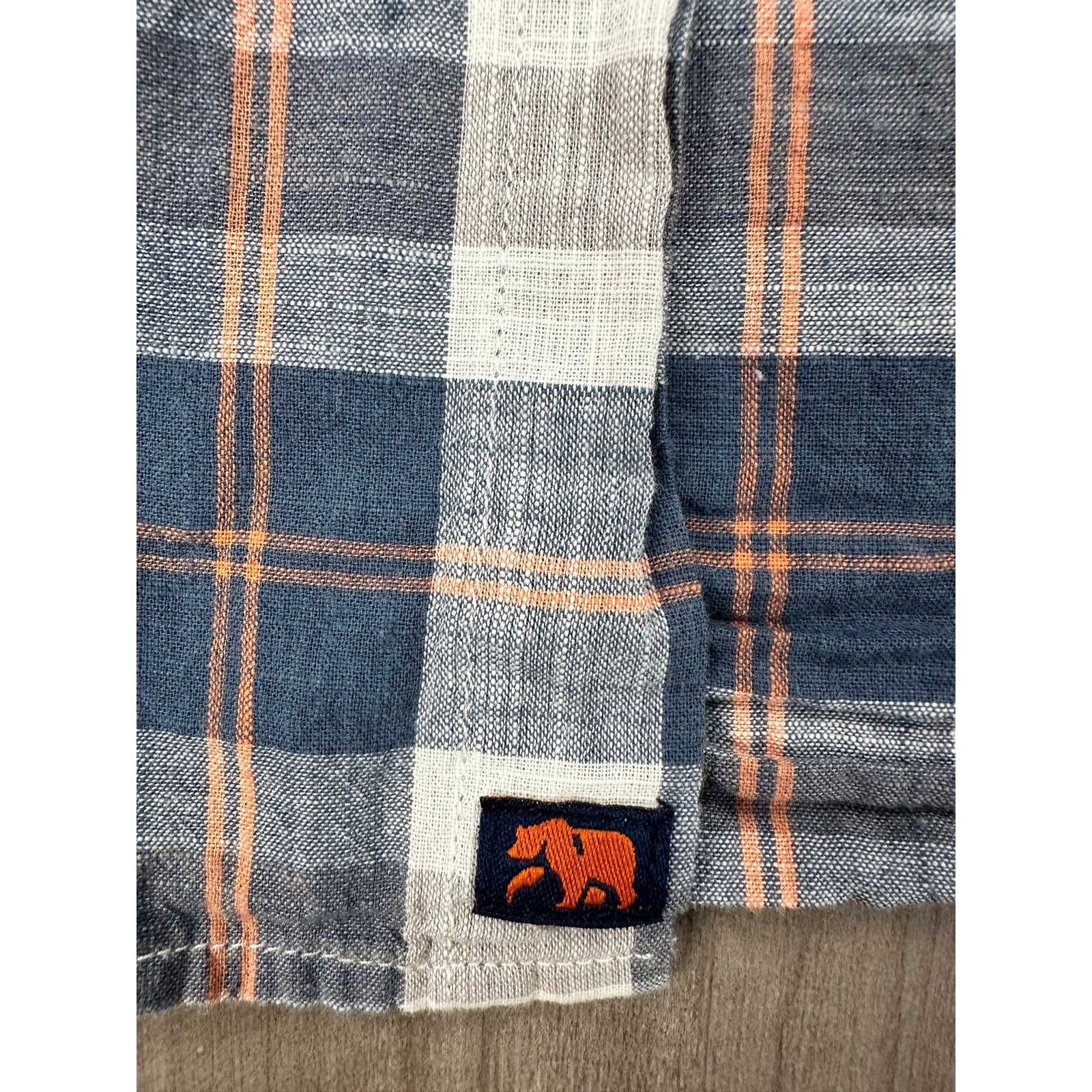 The Normal Brand Plaid Long Sleeve Button Down in Navy Orange Brown and White — Size XL // Preowned