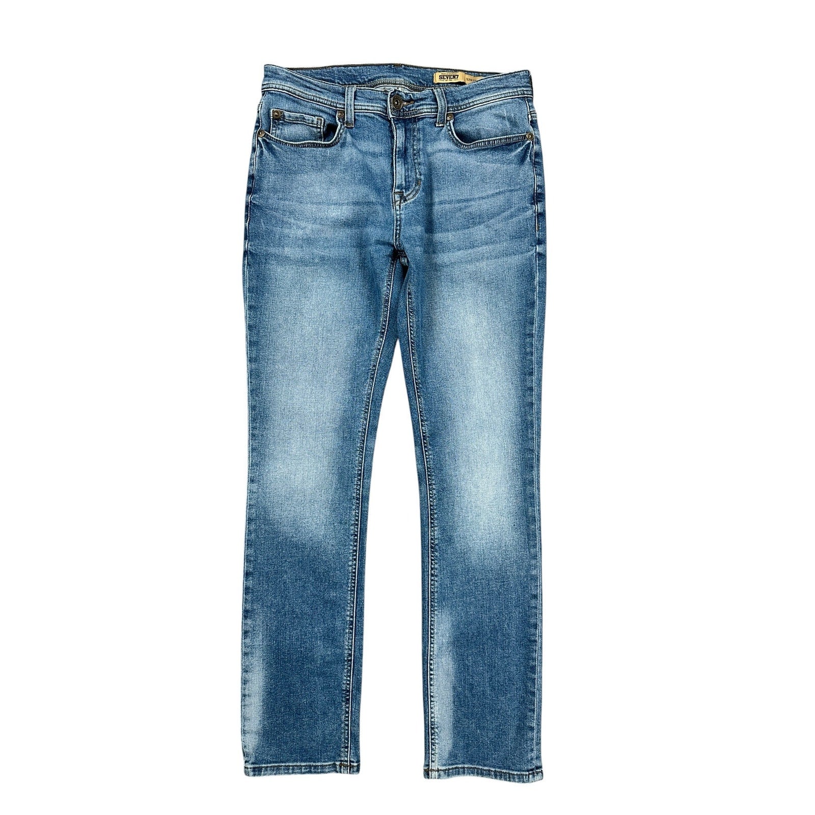 Seven7 Jean Co. Slim Straight Leg Premium Denim Jean in Light Wash — 32x32