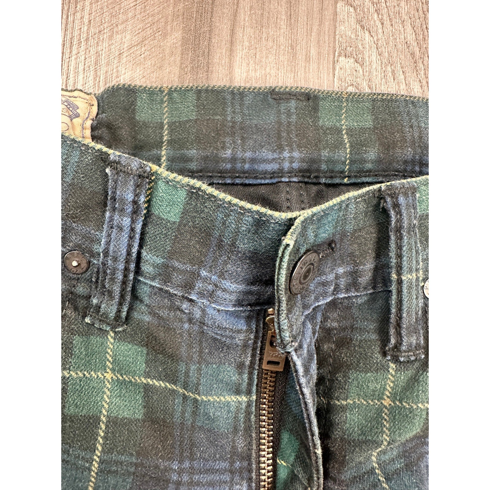 Polo Ralph Lauren Plaid Sullivan Slim Jean in Navy Green Yellow — Size 31x32 // Preowned