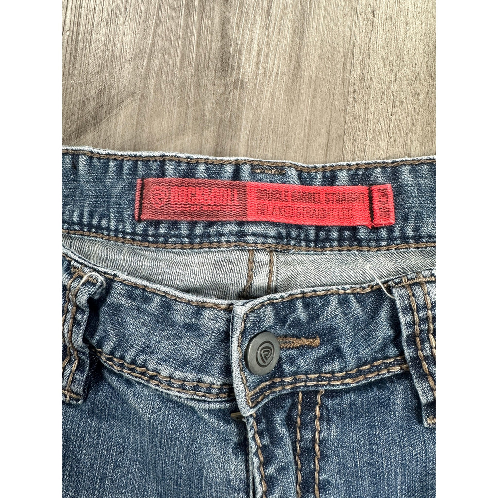 Rock & Roll Denim Double Barrel Relaxed Straight Leg Jean in Blue — Size 36x34 // Preowned