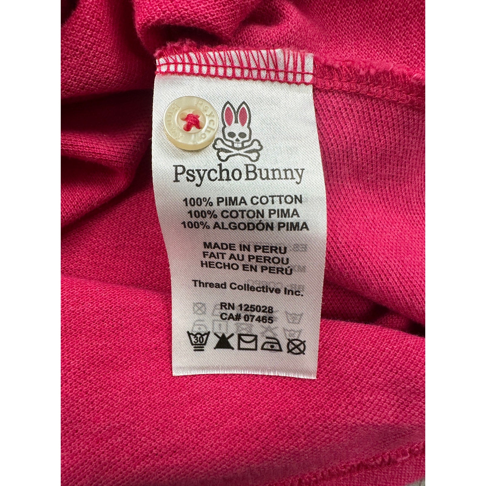 Psycho Bunny Back Graphic Pique Pima Cotton Polo in Pink — Size 6 (US Large) // Preowned