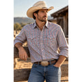 Stetson Western Patriotic Plaid Long Sleeve Pearl Snap Shirt — Size Medium // Preowned
