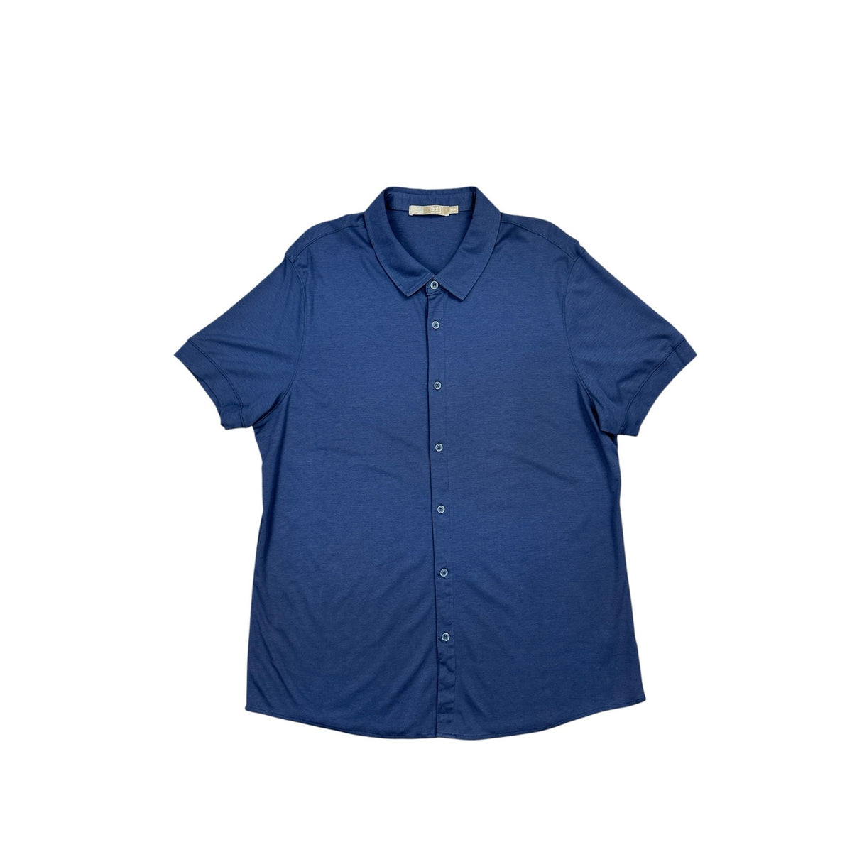 Raffi The Linden Aqua Cotton Short Sleeve Button Down Shirt — Size 2XL // Preowned