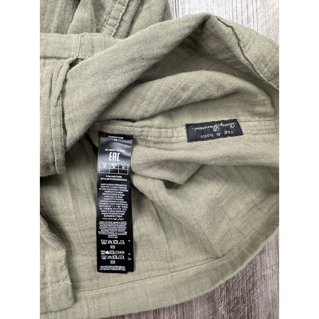 Rag & Bone Alan Gauze Short Sleeve Shirt in Olive Green — Size Medium