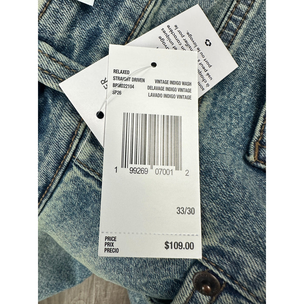 Buffalo David Bitton Relaxed Straight Driven Vintage Indigo Wash Jeans — Size 33x30