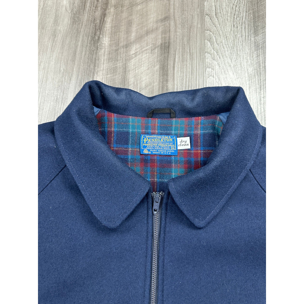 Pendleton Made in USA Virgin Wool Vintage Jacket in Navy — Size XL // Preowned