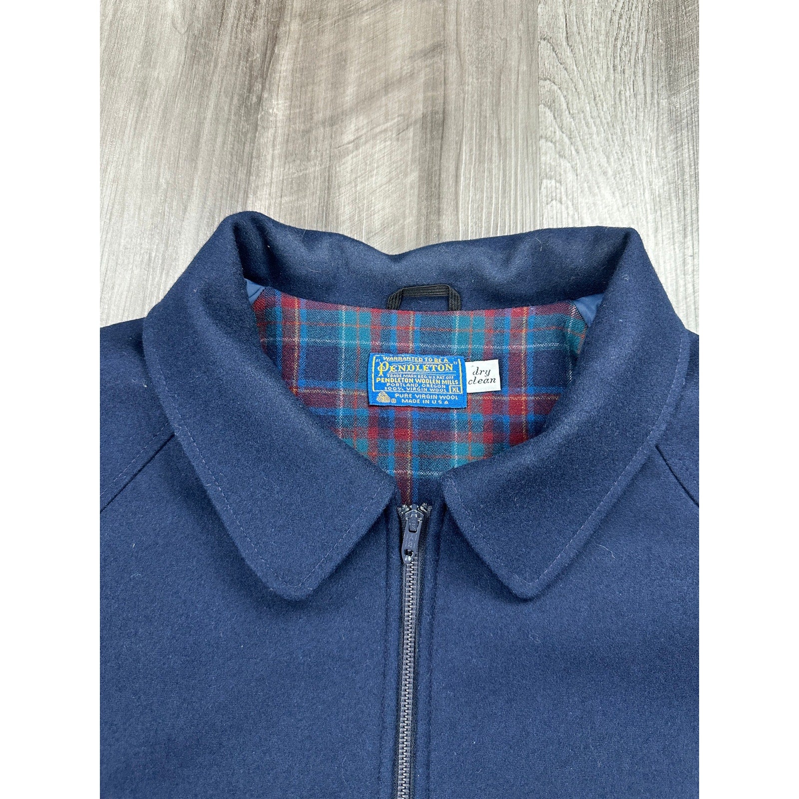Pendleton Made in USA Virgin Wool Vintage Jacket in Navy — Size XL // Preowned