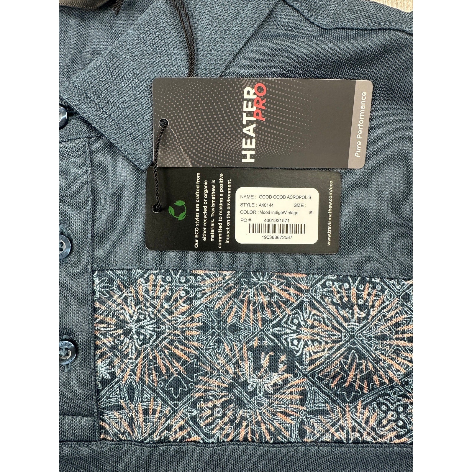 Travis Mathew Good Good Acropolis Golf Polo in Mood Indigo Vintage — Size Medium