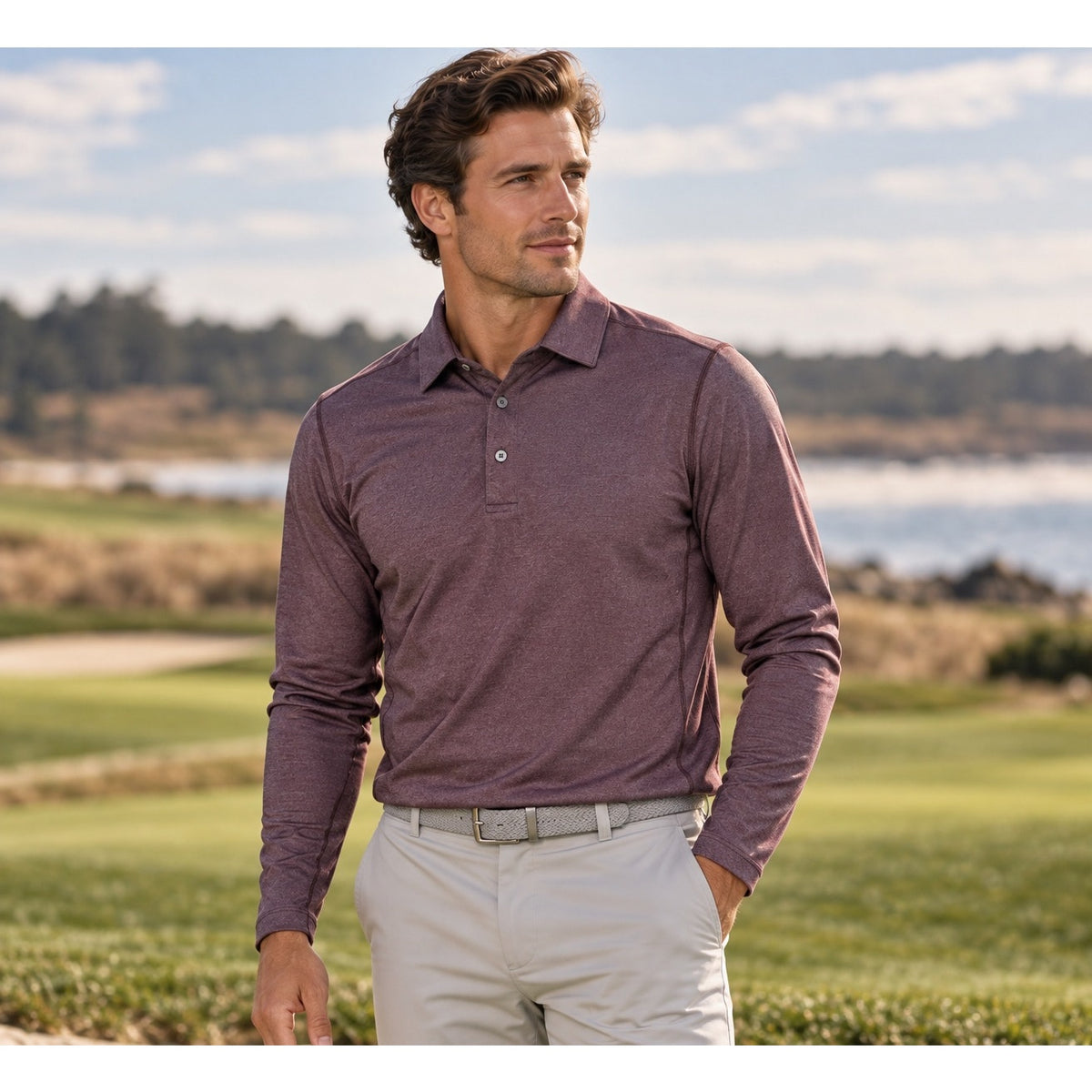 KJUS Scot Long Sleeve Golf Polo — Size 50 (Medium)