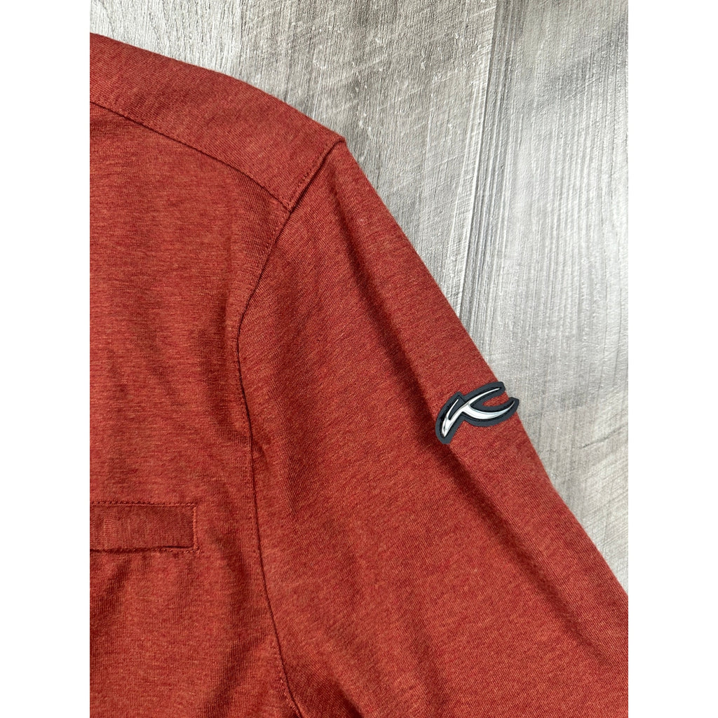 KJUS Inverness Tech Long Sleeve Polo in Cedar Red — Size 52 (Large)