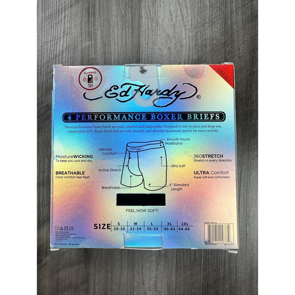 Ed Hardy Performance Boxer Briefs 4-Pack — Size Small