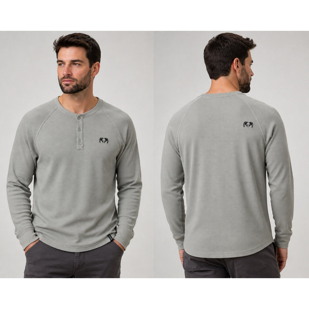 Kuiu Waffle Knit Thermal Henley in Gray — Size Large // Preowned