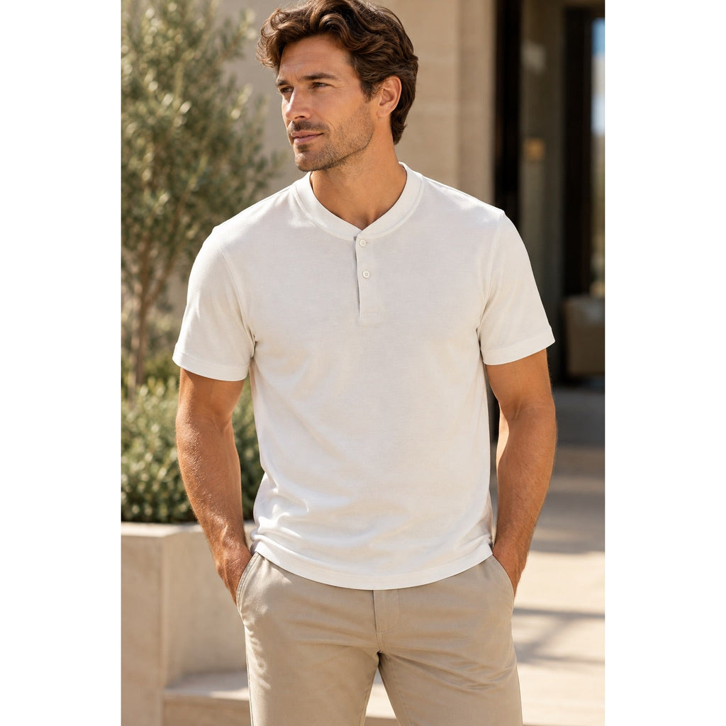 Theory Berk Function Pique Short Sleeve Henley — Size Large // Preowned
