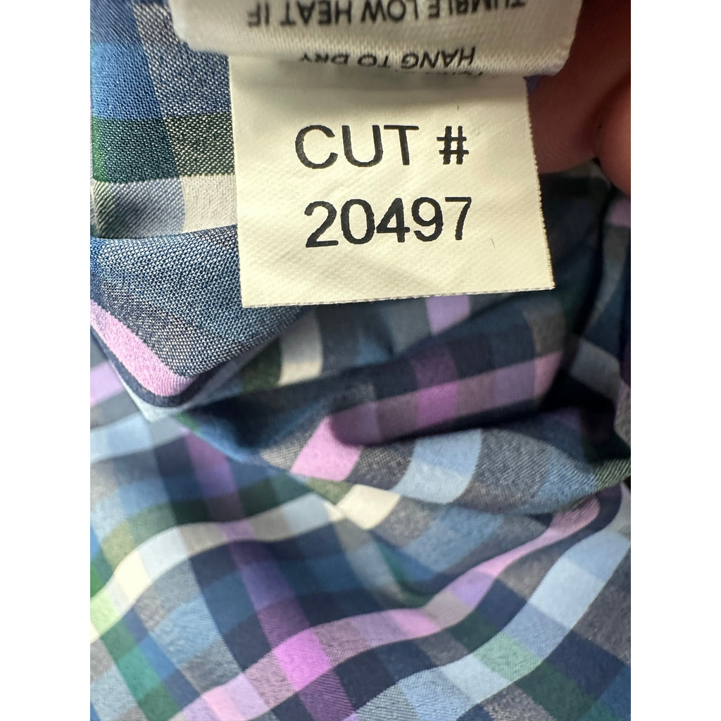 Mizzen+Main Leeward Collection Trim Fit Plaid Long Sleeve Button Down in Blue, Navy, Purple, Green and White — Size 2XL // Preowned