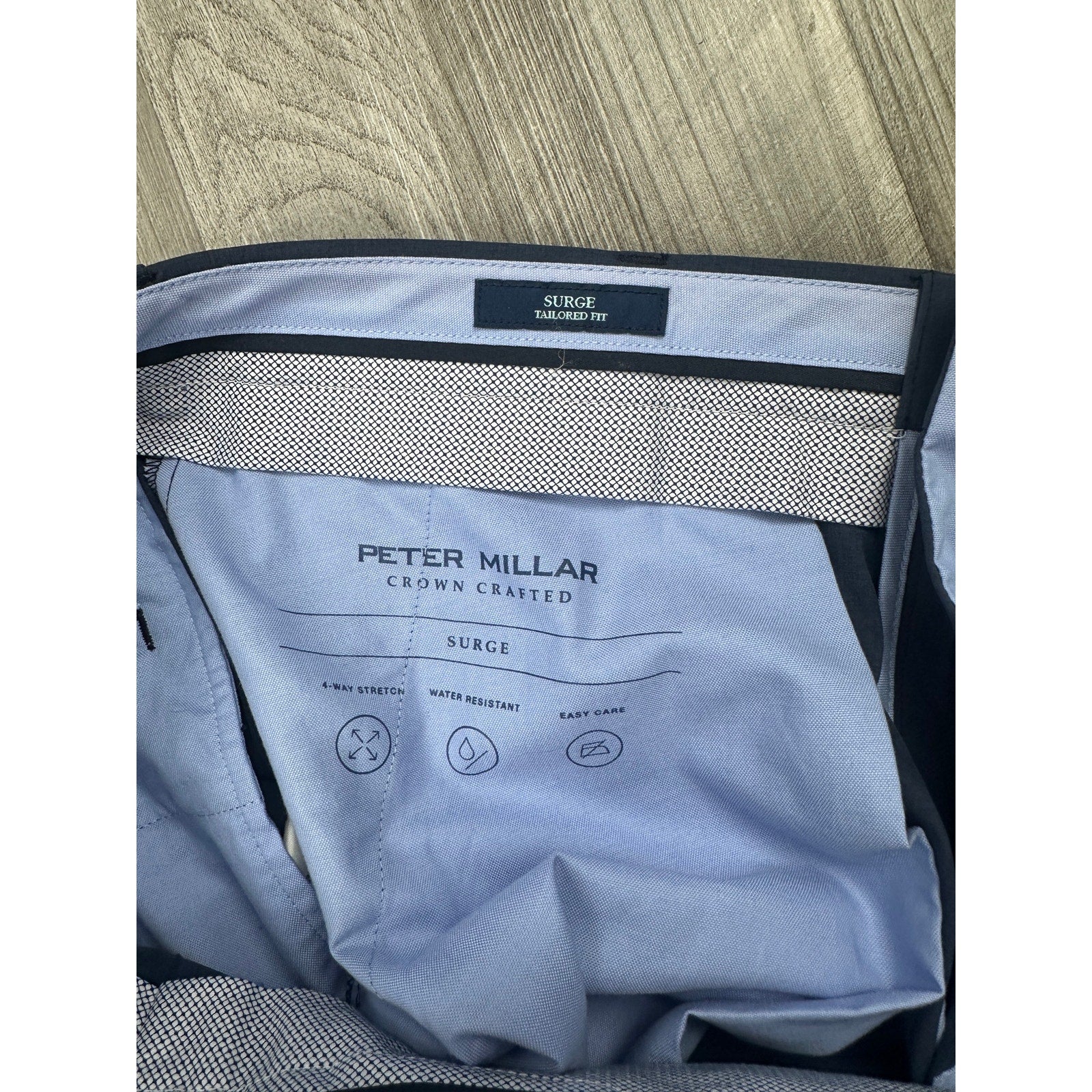 Peter Millar Surge Performance Tailored Fit Trouser Pants in Navy — Size 36x30 // Preowned