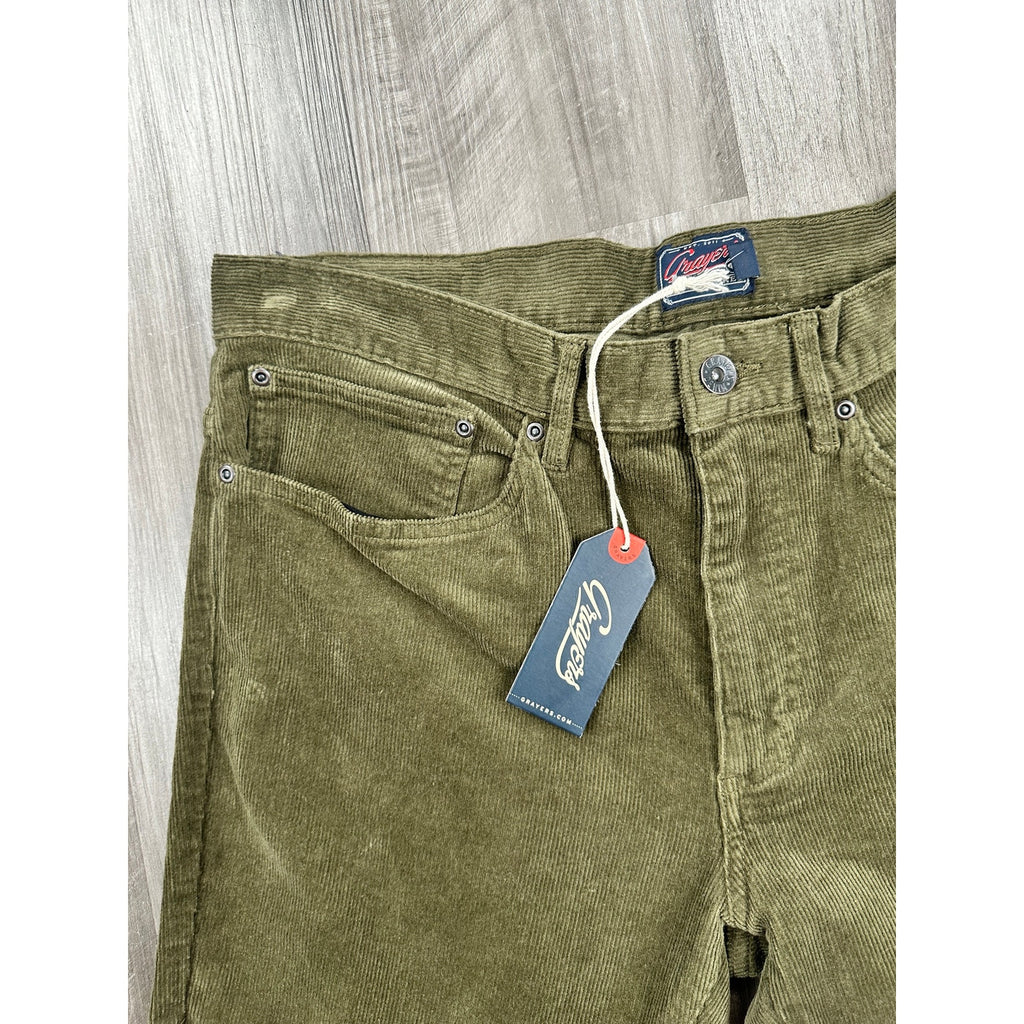 Grayers Burlington Stretch Corduroy Five Pocket Pants in Dusty Olive — Size 34x32
