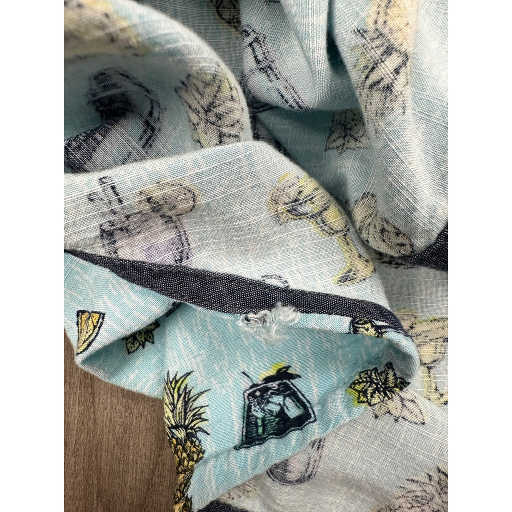 Tommy Bahama Coastal Ease Shake & Sip Cocktail Print Short Sleeve Button Down in Blue with Multi Print — Size Medium // Preowned