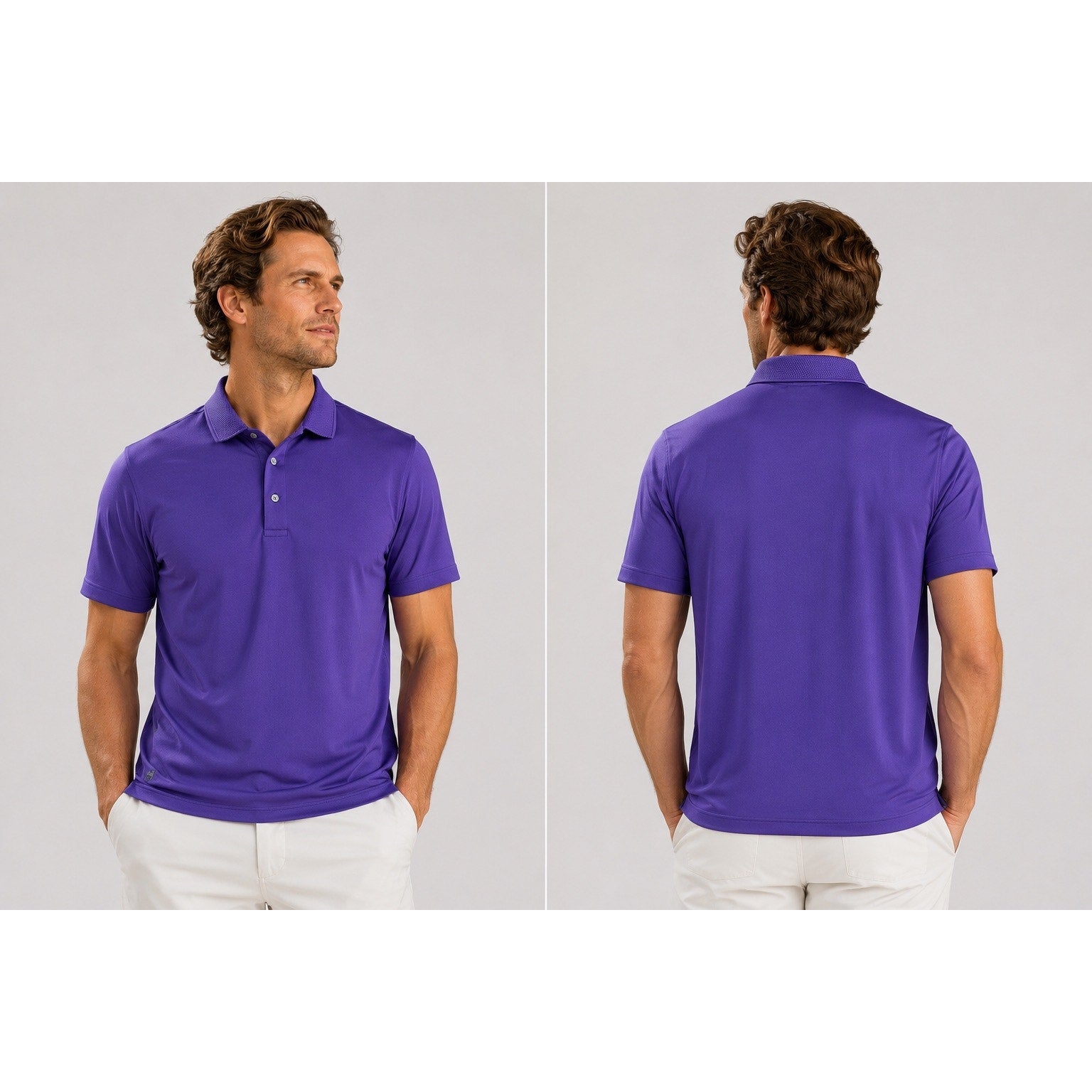 Greyson Performance Golf Polo with Knit Collar in Purple — Size Large // Preowned