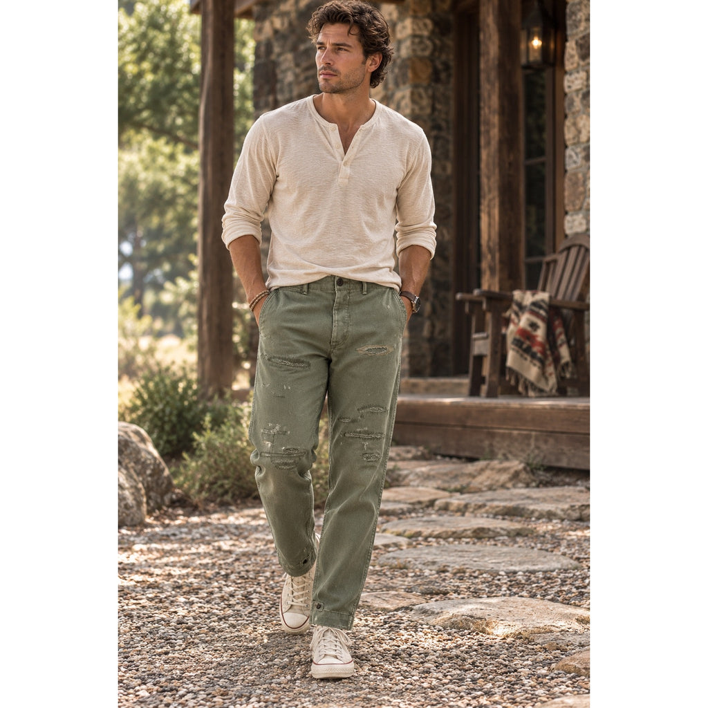 Polo Ralph Lauren Herringbone M-43 Field Pants in Green — Size 36 // Preowned