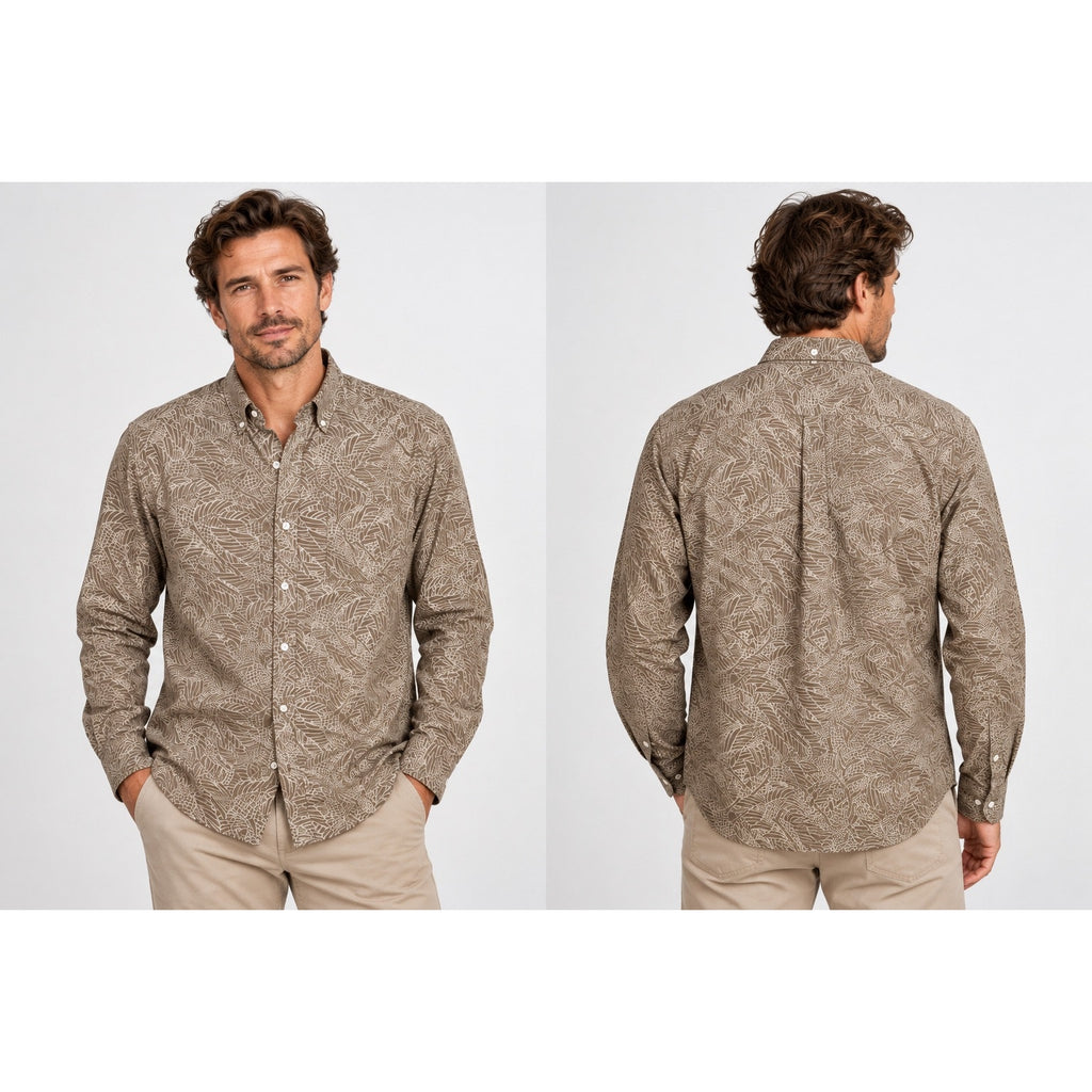 Billy Reid Melange Heron Swarm Standard Fit Long Sleeve Button Down Shirt — Size Large // Preowned