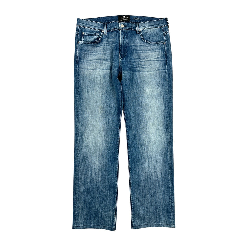 7 For All Mankind Austyn Luxe Performance Relaxed Straight Leg Jean in Medium Wash — Size 36