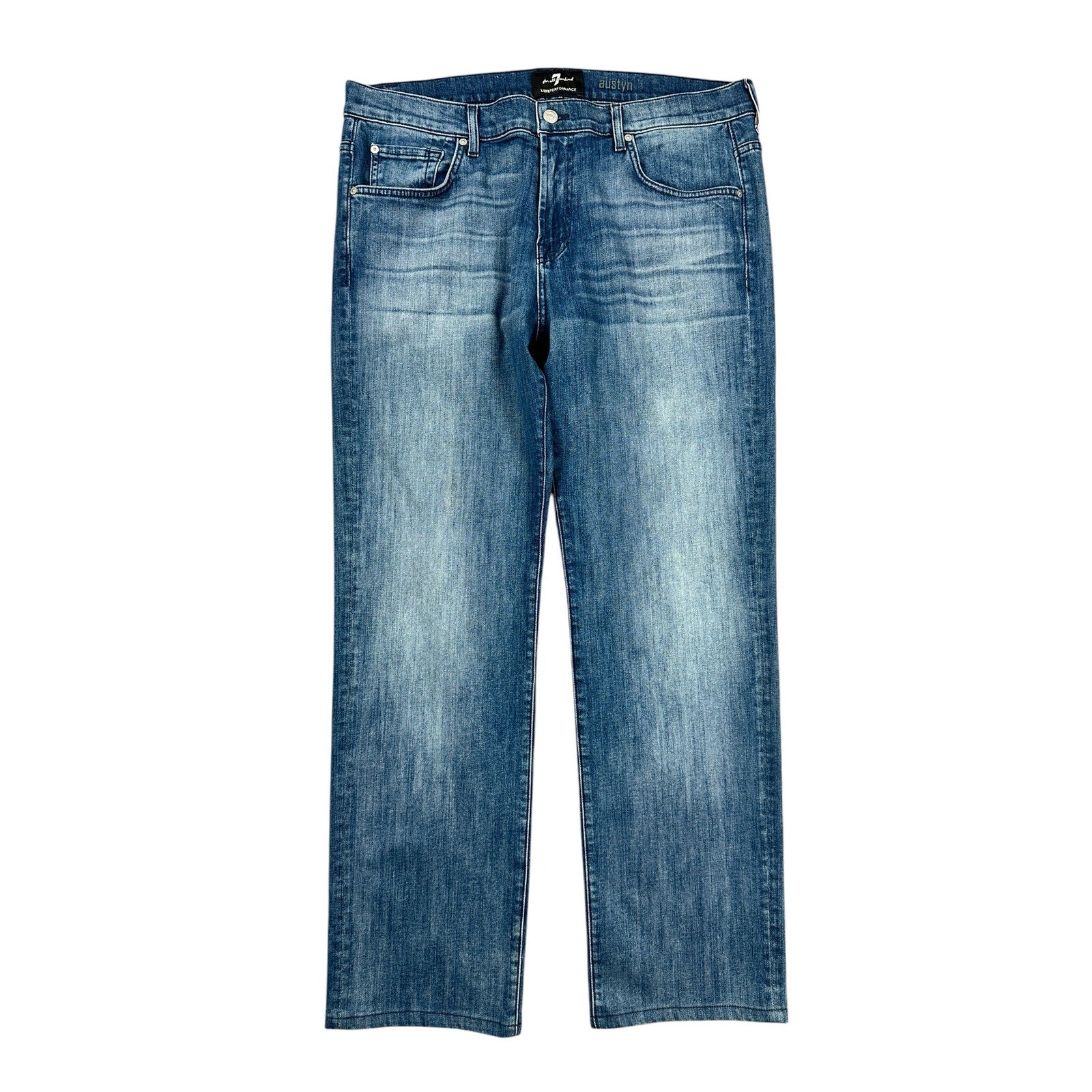 7 For All Mankind Austyn Luxe Performance Relaxed Straight Leg Jean in Medium Wash — Size 36