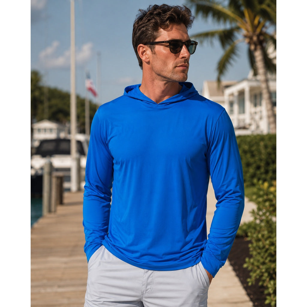 Johnnie-O Talon Featherweight Performance Hoodie in Palisades Blue — Size 2XL