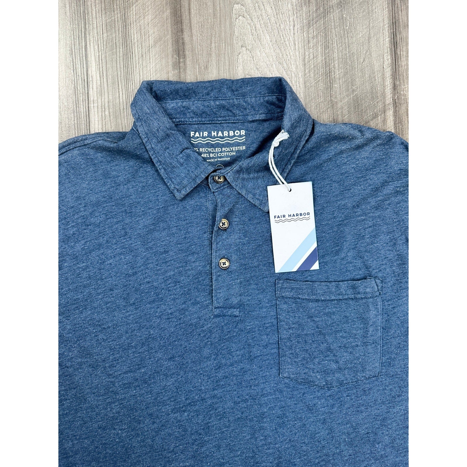 Fair Harbor Atlantic Polo in Dark Denim — Size 2XL