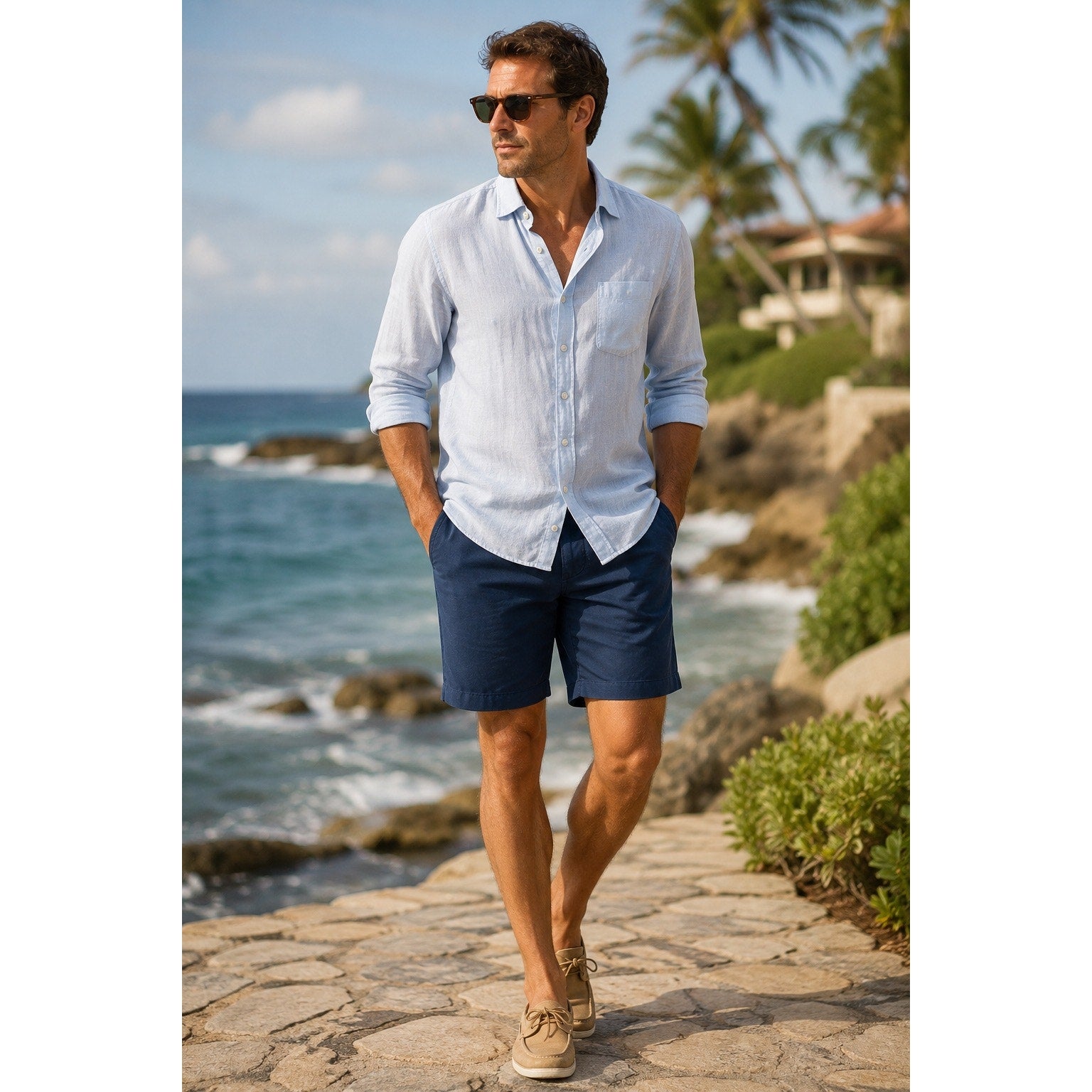 Tommy Bahama Boracay 12" Stretch Chino Shorts in Maritime Navy — Size 44