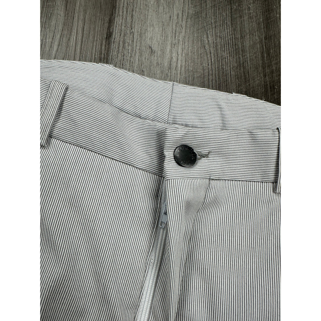 Jack Victor Made in Italy Sage Striped Chino Dress Pants in Gray White — Size 38