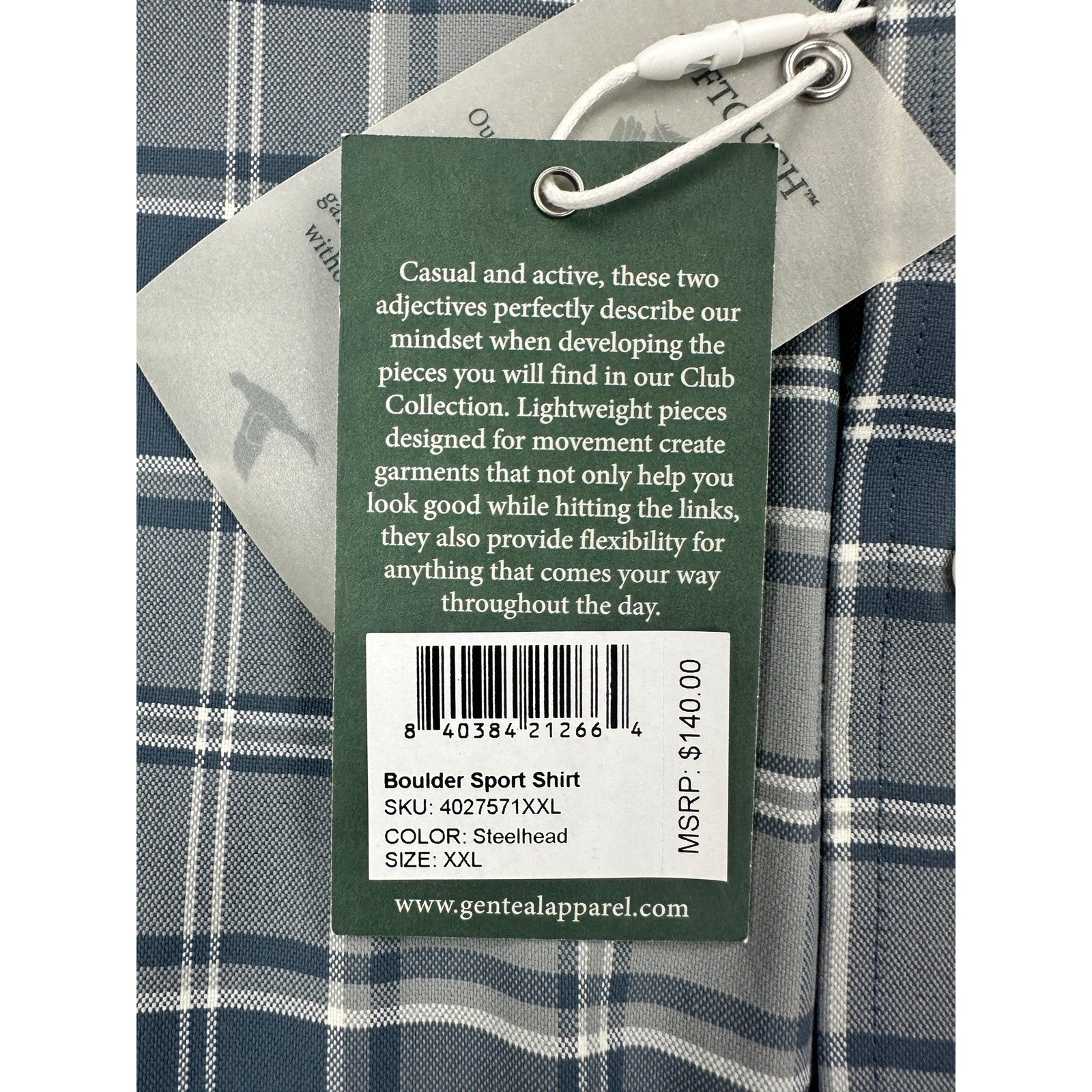 Genteal Performance Boulder Softouch Club Collection Sport Shirt in Steelhead — Size 2XL