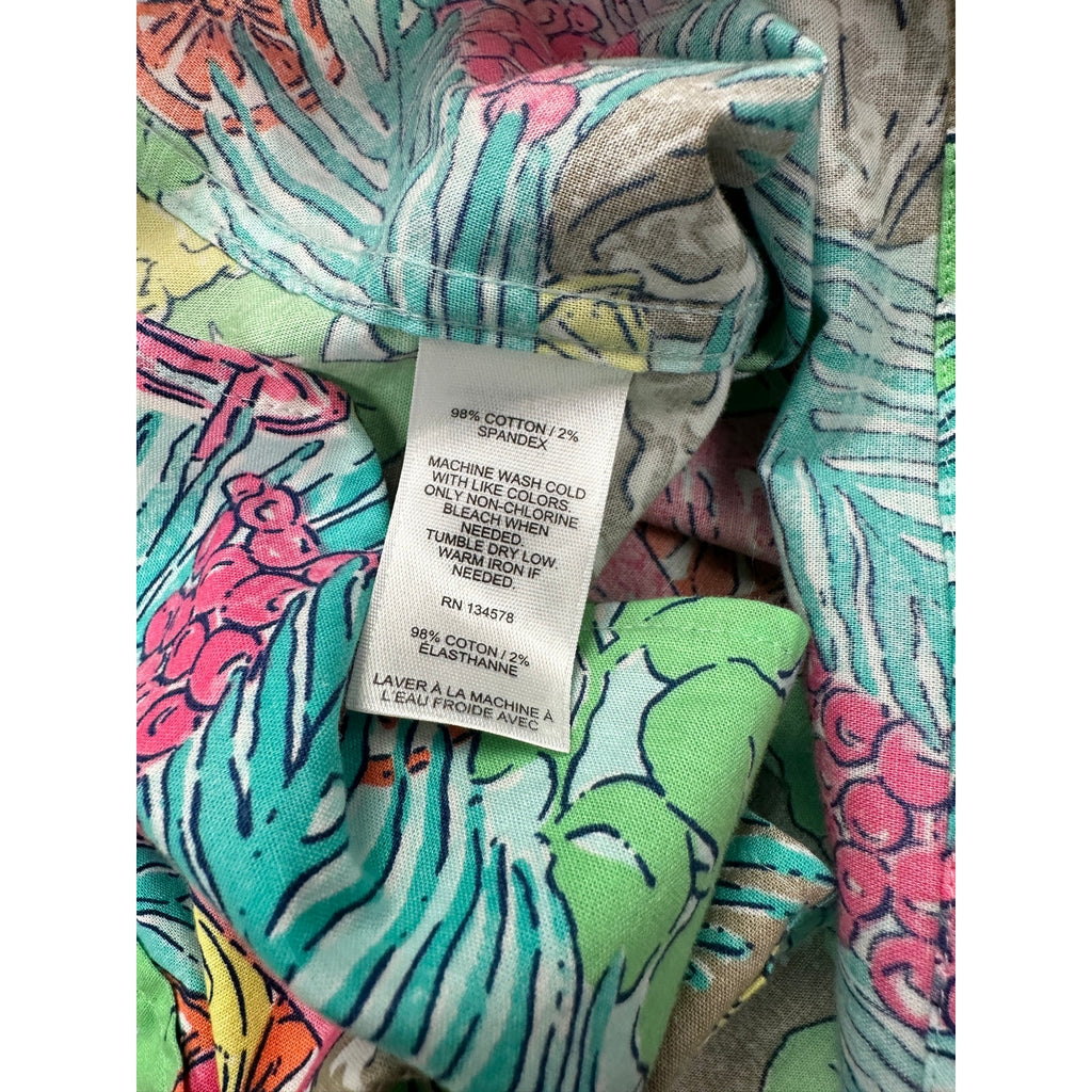 Vineyard Vines Tropical Classic Fit Short Sleeve Murray Shirt in Green, Pink, Blue, Yellow, Orange, Brown, White — Size XL // Preowned