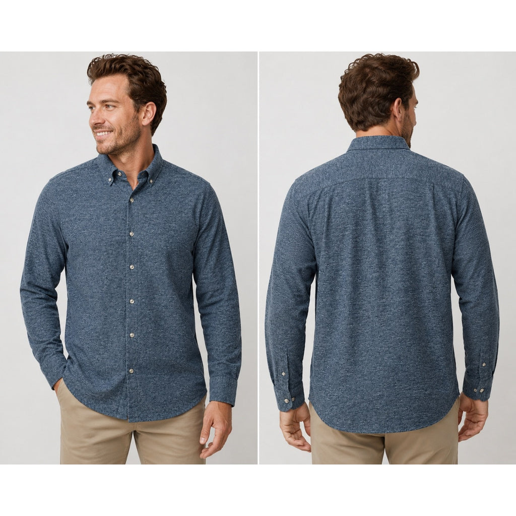 Ash & Erie Brushed Flannel Slim Fit Long Sleeve Shirt in Heather Indigo — Size Small // Preowned
