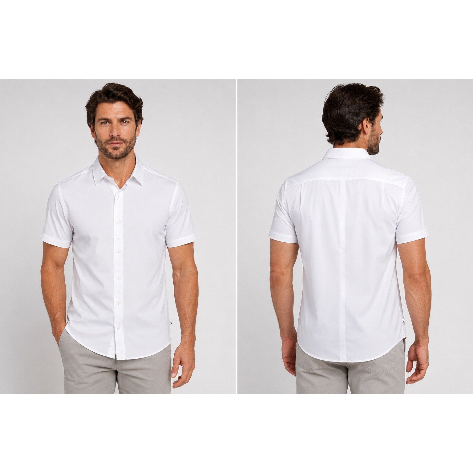7 Diamonds Siena 4 Way Stretch Woven Short Sleeve Shirt in White — Size Medium