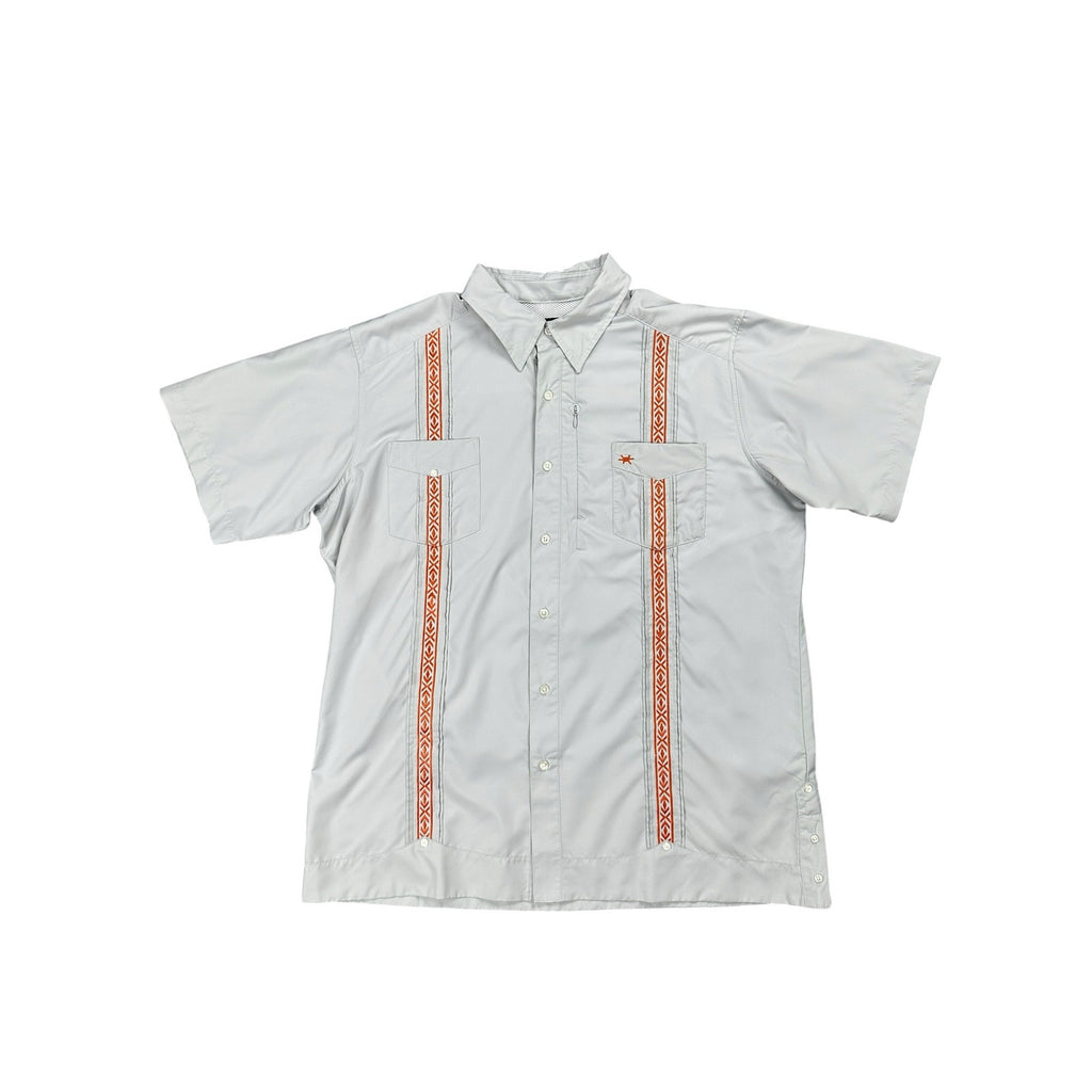 Texas Standard Guayabera Libre Western Performance Shirt in Gray and Orange — Size XL // Preowned