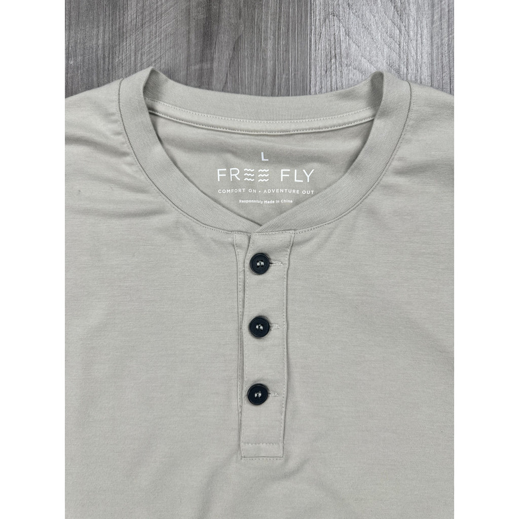 Free Fly Bamboo Flex Long Sleeve Henley in Beige Tan — Size Large // Preowned