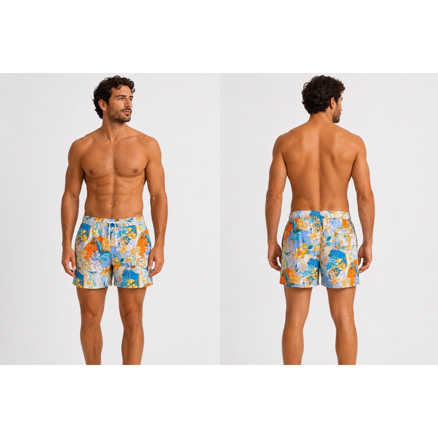 Robert Graham Floral Gold Treasure Swim Trunks — Size XL