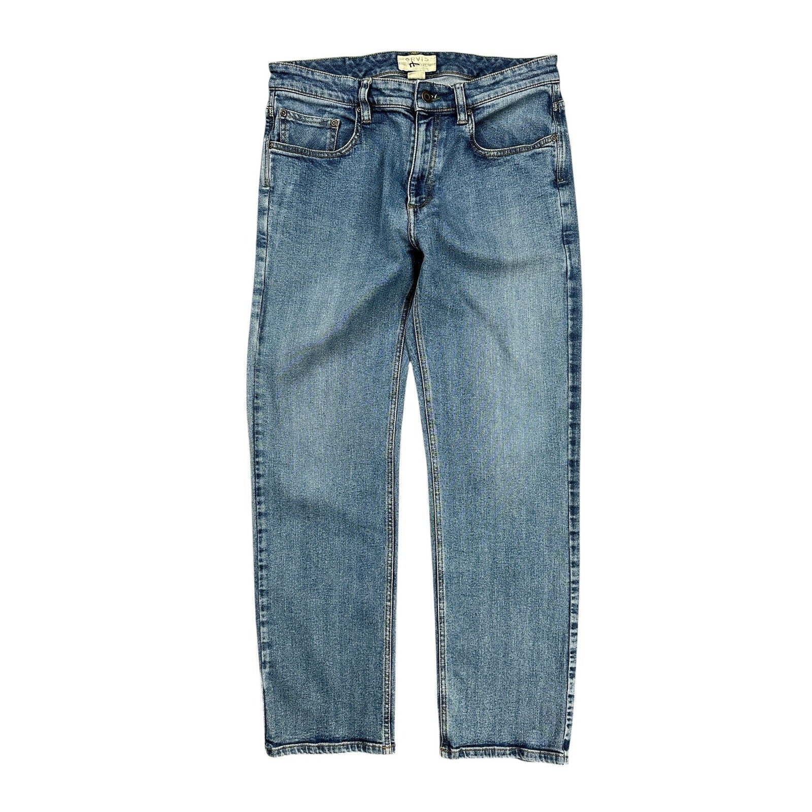 Orvis Five Pocket Straight Leg Stretch Jean in Blue — Size 32x30 // Preowned