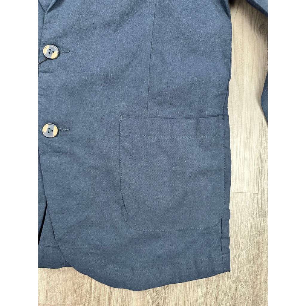 Ike Behar Unstructured Suit in Dark Navy Cotton Linen Spandex — Size Medium