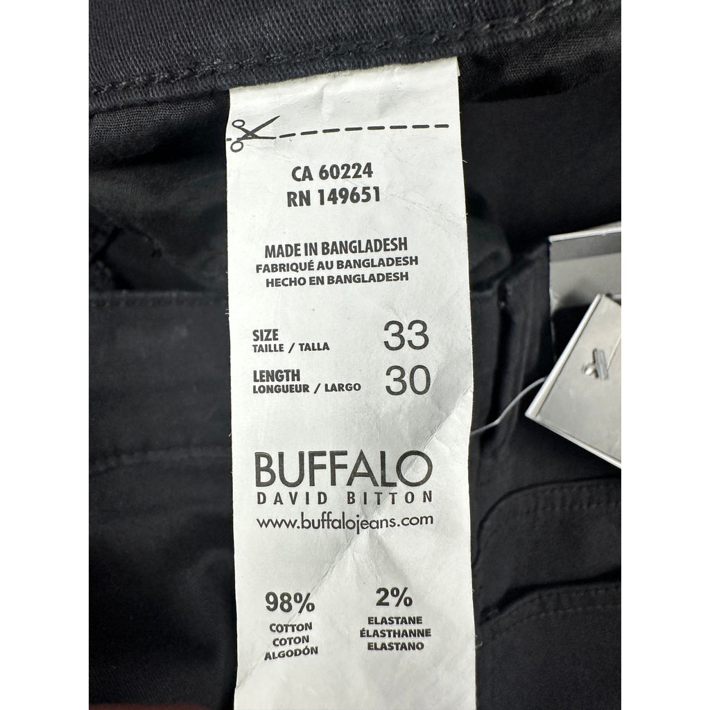 Buffalo David Bitton Straight Six Black Chino Jeans — Size 33x30